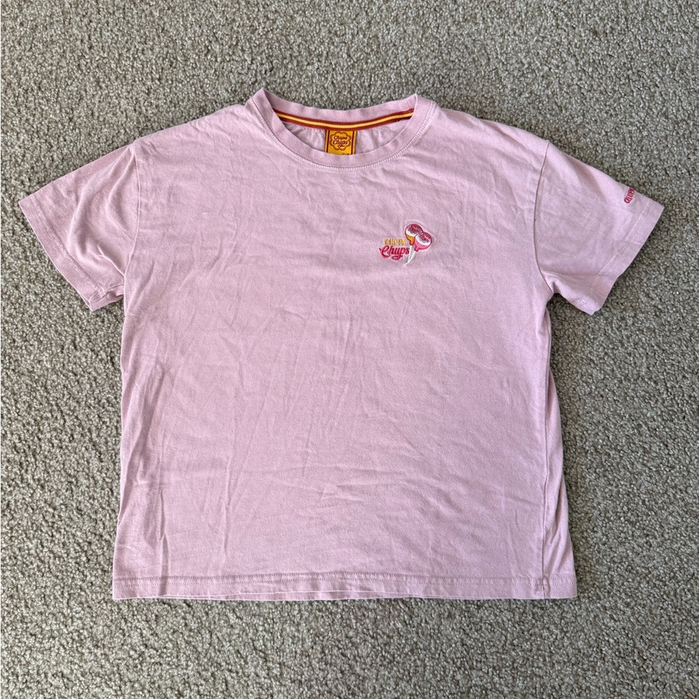 Chupa Chups Lollipop Embroidered Pink Women’s Tee Shirt size Medium